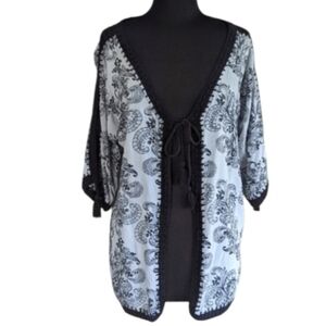 Wind River Small Bohemian Kimono Cardigan Crochet Hippie Coastal Vacation